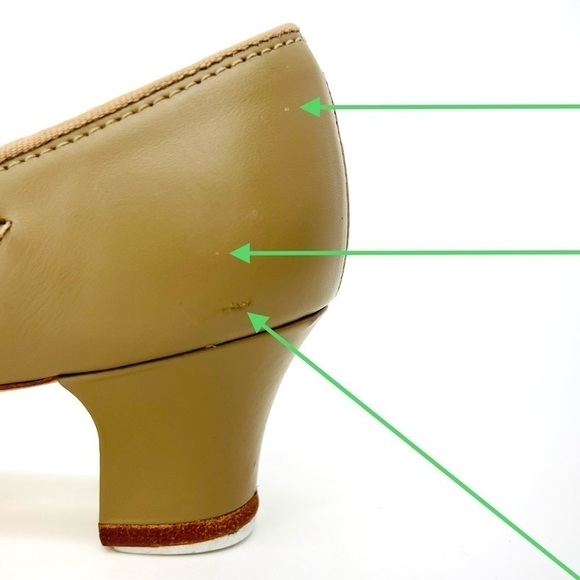 Capezio Heeled Tap Shoes Tap Jr. Footlight Caramel Tan Leather Size 5.5 New - Picture 8 of 12